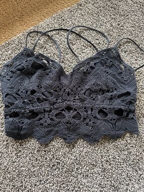 Source Unknown Black Crochet Lace Bralette